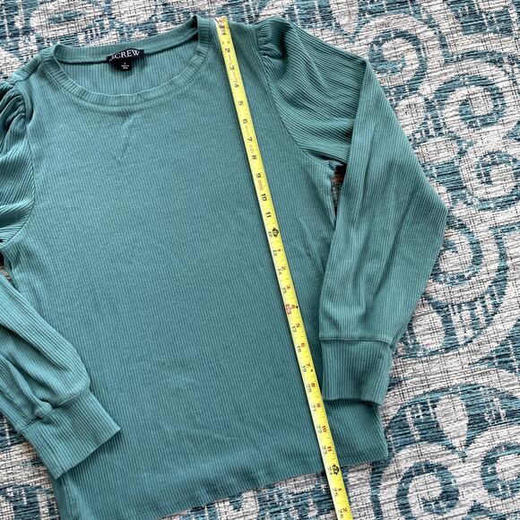 J.Crew‎ Vintage Women's Rib Puff-Sleeve Top Green - Size L - Picture 5 of 7